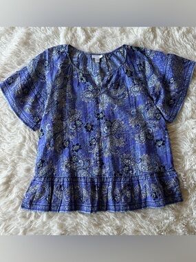 J. Jill | Paisley Short Sleeve Blouse